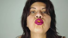 Pink lipstick + Chewing crunchie food + Mouth Play + Burping