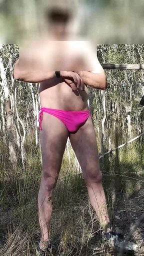 Bush walking in my hot pink bikini hot cum shot