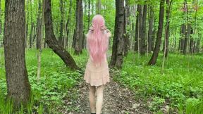 Public masturbation in the forest Trans girl
