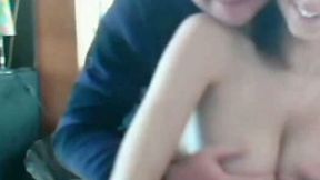 I eat oversized tits of frisky brunette whore and poke her beaver with baseball batt