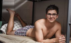 Teen students in the bedroom having anal sex in doggy