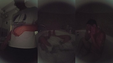 Enjoying a Bubble Bath in the Dark Early Morning