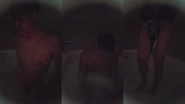 Enjoying a Bubble Bath in the Dark Early Morning