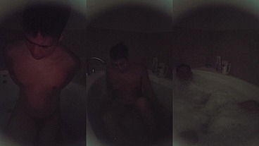 Enjoying a Bubble Bath in the Dark Early Morning