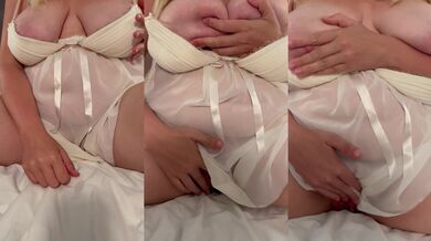 Real British blonde amateur housewife with big natural boobs touching herself while talking dirty