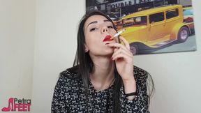 Italian beauty loves smoking cigars