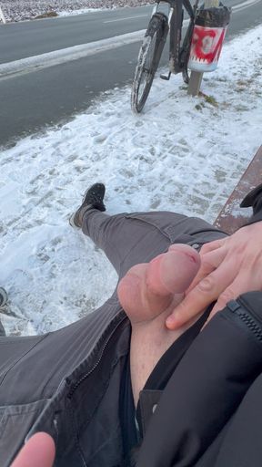 Caught in public by the driver🍆 cute pink cock naked Do you want to blow him too?