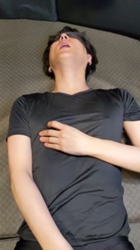 Cute Japanese boy on all fours anal masturbation and Dry orgasm. Cumshot by handjob, nipple torture