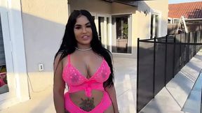 Giant Hispanic Goldendoll06 Struts Sweet in Pink Lingerie &mdash;  I Fucked Her Outside
