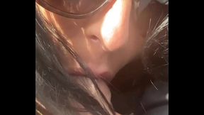 Sluttish housewife swallows cum in outdoor affair