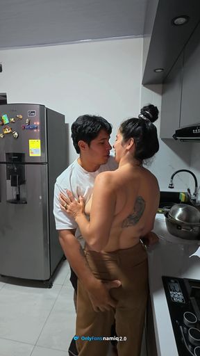 My Stepsister and I Are Discovered Fucking in the Kitchen!