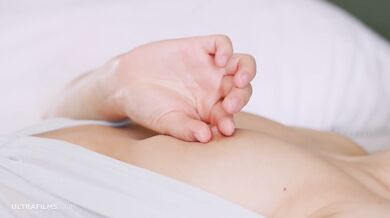Ellie Luna writhes shaved pussy bare small tits solo even live