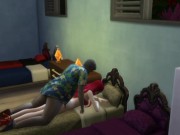 An old grandfather fucks a red-haired beauty with his big black cock. Porno game