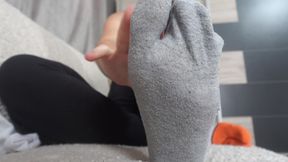 My Stepsister Tries Out What It's Like to Wear Japanese Tabi Socks and Then Plays with Her Feet and Toes