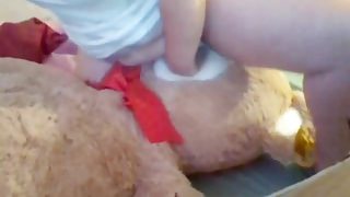 Young Chubby Girl humps giant teddy till orgasm