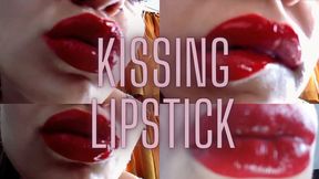Lipstick kissing lip red