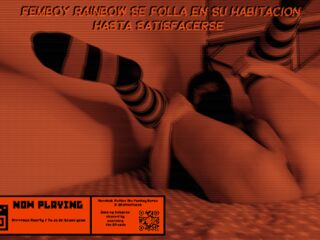 Femboy RAINBOW se folla en su habitación hasta satisfacerse!