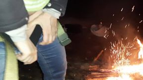 Neighbor in the Forest by the Fire Masturbates and Talks Dirty