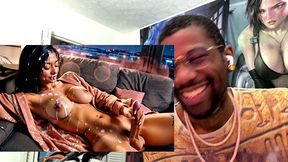 big breast asian transgender cumming hard all over herself, ai generated