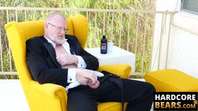 Mature bear Rusty McMann masturbates passionately solo intensely
