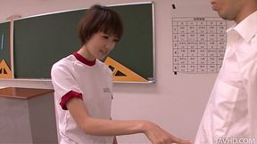 Petite Japanese girl Akina Hara blowjob classes