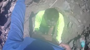 Very hot young tourist finds me pissing
