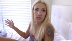 Sexy blonde stepsister Sophia Grace riding dirty stepbrothers big hard dick porn