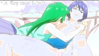 Big-titted babe with pink hair seduces and licks pussy of a sexy lesbian girl in a cartoon