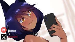 Catboy's slobbery blowjob leaves you leaking thick cum everywhere
