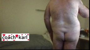 Coach Karl shows butt during live cam show