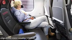 Public MILF rides to toe-curling orgasm on train