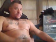 Hot Latino Daddy Jerking off and Edging While Watching Porn