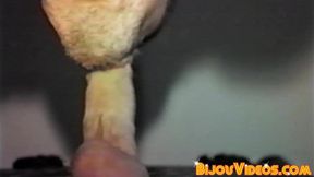 Vintage muscular jock throatfucked hard through glory hole
