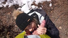 Blonde Babe Fucked In the Bushes During Winter Hike on Popular Trail