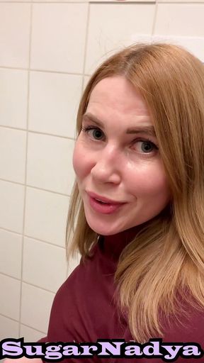 Went into the airport bathroom with SugarNadya, stripped her and fucked her hard, cum all over her ass