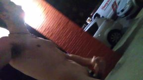 Pierced cock cumming twice in risky outdoor