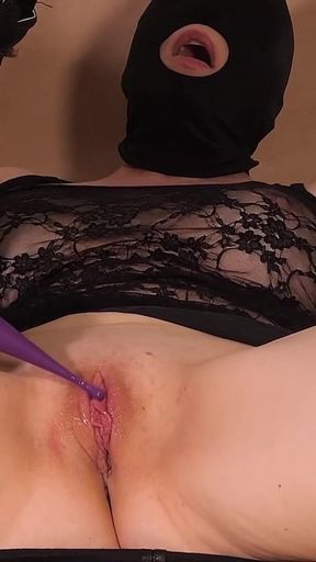 Steady Stop & Go Vibrations at Her Clit Lead This Tied Female Slave to a No-touch Orgasm