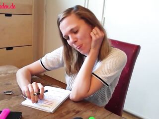 Screwing instead of Studying - Cute Student is Allowed to Lick Cum