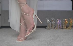 Strappy heels try on