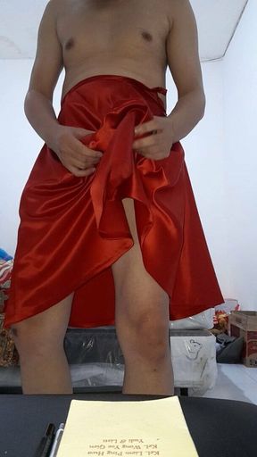 Gorgeous Party Dress With Satin Red Skirt Cumshot