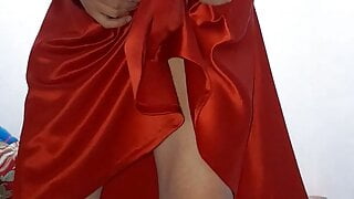 Gorgeous Party Dress With Satin Red Skirt Cumshot