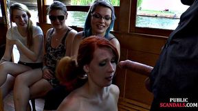 Redhead cougar cockriding on boat