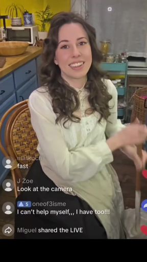Slim girl churns butter on TikTok