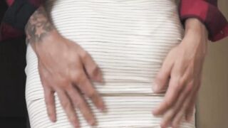 Natural melons teenie screaming from joy while doggy style boned