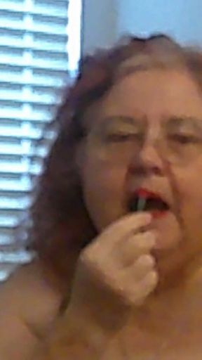 Mature BBW Redhead Nurse Vicki Talks to You as She Makes a Lipstick Applying Video for You!