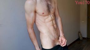 showed my body, stroking and caressing my body, starting to masturbate my big dick until i cum