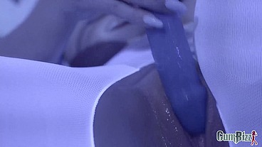 Dutch Blonde Bimbo Big Tits Nuru Gel BBC Blowjob Worship pt1