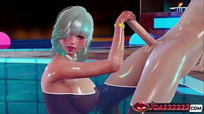 Curvy Asakura in Bikini 3D Hentai - On Top Titjob For Big Dick with Moans, Sloppy Blowjob Service Without Hands, and Intense Handjob in Water Leading to Massive Cumshot Rule34