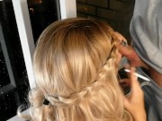 Hot blonde smokes on the balcony and sucks a dirty dick