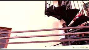 Having nobody home allows the brunette to invite him inside to ride his big cock